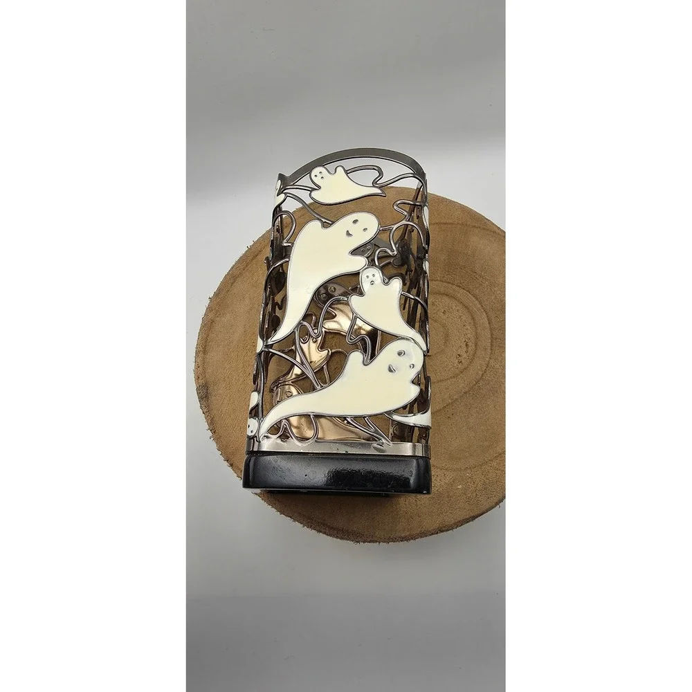 Bath Body Works Halloween Ghost Soap Sleeve Holder Silver Metal White SD179